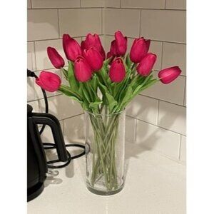 New 20pcs Hot Pink Artificial Tulip Silk Fake Flowers Fuchsia Flowers 13.5"